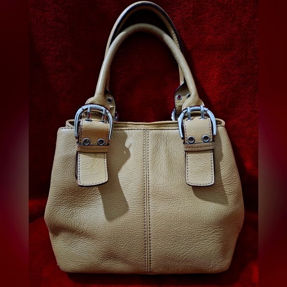 Tignanello Light Tan Pebble Leather Tote/Satchel - Picture 1 of 10